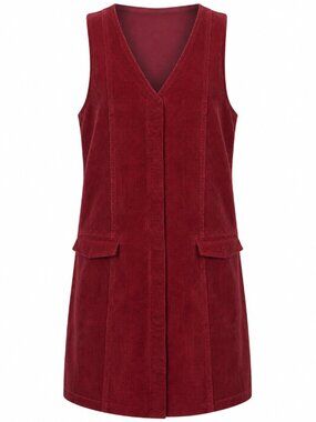 Sadie & Sage Red Corduroy Jumper Dress | Fall Layering | Size Small